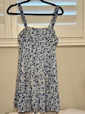 Trixxi White Sundress with Blue Floral Print